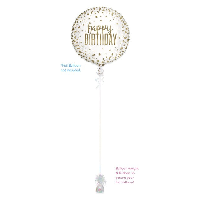 Unique Party iridescent balloon weight and ribbon kit 50 yards, imported from the UK