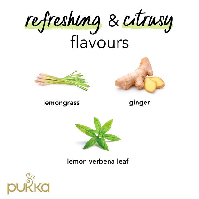 Pukka lemongrass and ginger herbal tea x20 tea bags imported from the UK