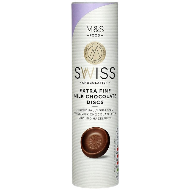 M&S milk chocolate discs with hazelnuts 115g, imported from the UK