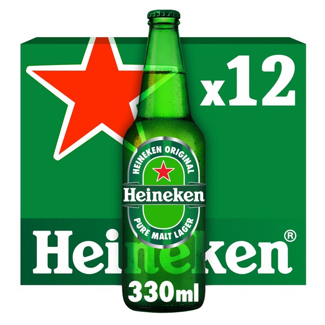 Heineken lager beer 12 x 330ml bottles, UK version