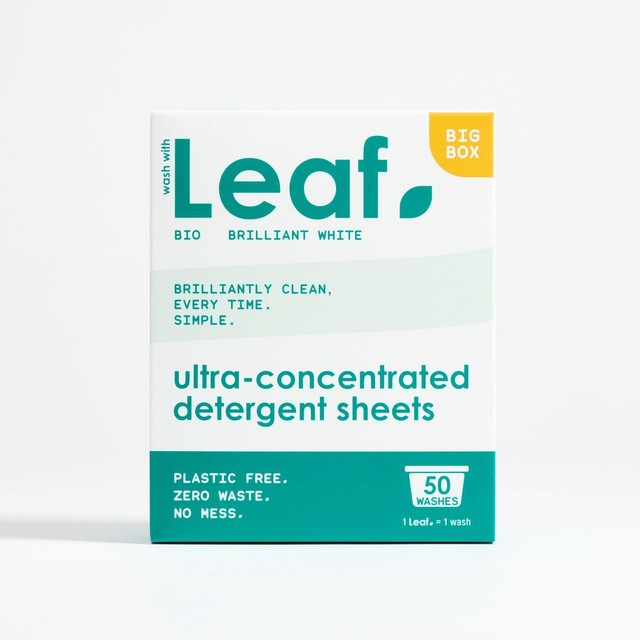 Wash with leaf Brilliant White laundry detergent sheets 50 sheets (British brand)