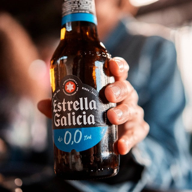 Estrella Galicia 0.0% Spanish Lager alcohol-free 12 x 330ml bottles - British product