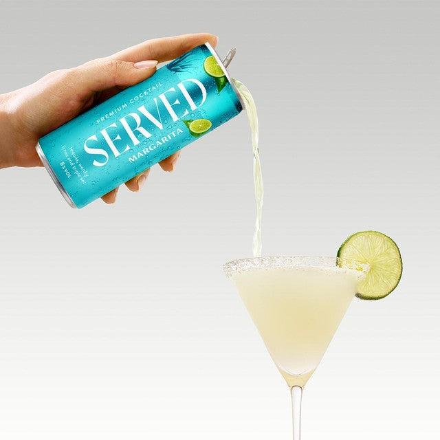 Served cocktail variety pack with Mojito, Pina Colada, Passion Fruit Martini, Margarita 8 x 250ml (British brand)