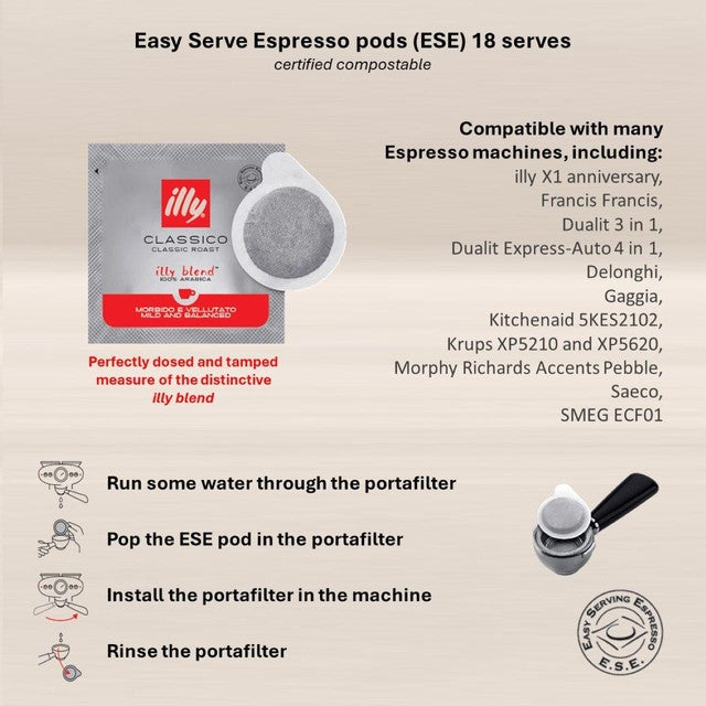 Illy Classico espresso pods 131g, UK version