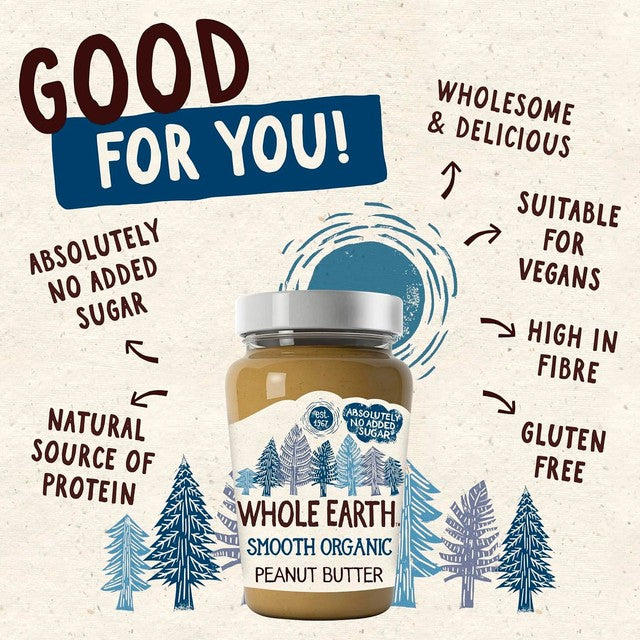 Whole Earth Organic Smooth Peanut Butter 340g (British brand)