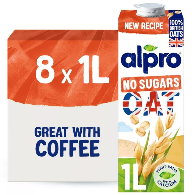 Alpro Oat No Sugar long life oat drink pack of 8 (British brand)
