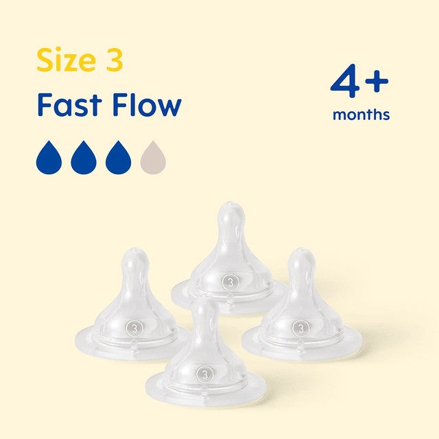 MAM Silicone Bottle Teats Fast Flow 4+ Months Level 3, imported from the UK