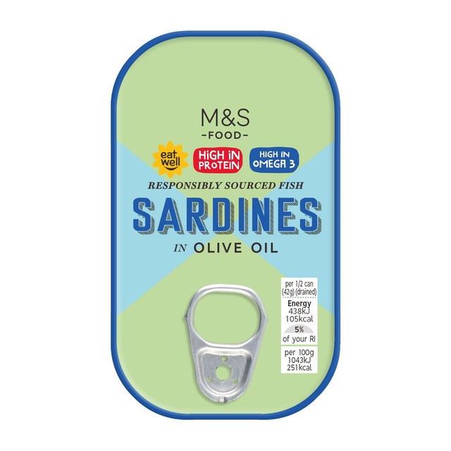 M&S sardines in olive oil 120g, imported from the UK