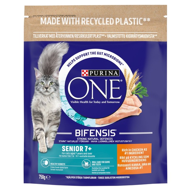 Purina One Senior Dry Cat Food Chicken 750g, imported from the UK