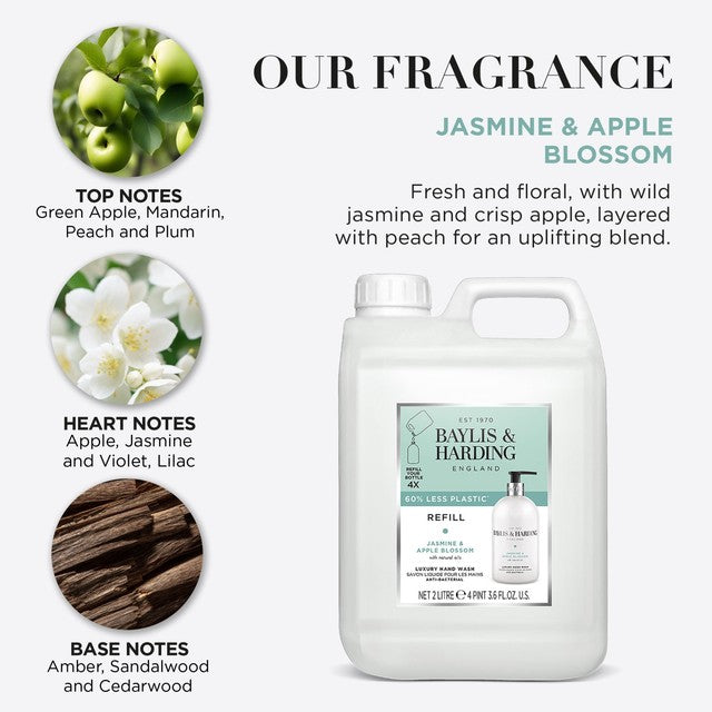 Baylis & Harding Jasmine & Apple Blossom hand wash refill 2L - British product