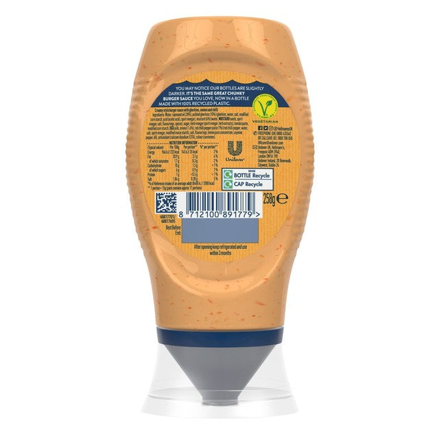 Hellmann's Chunky Burger Sauce 250 ml flaske, britisk versjon