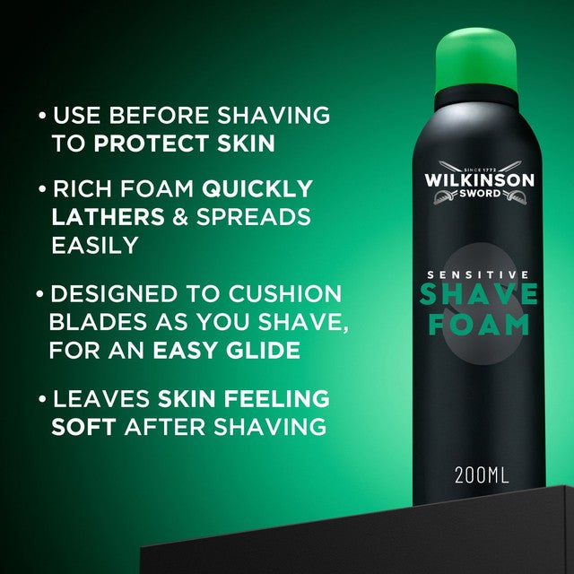 Wilkinson Sword sensitive shave foam for men 200ml (British brand)