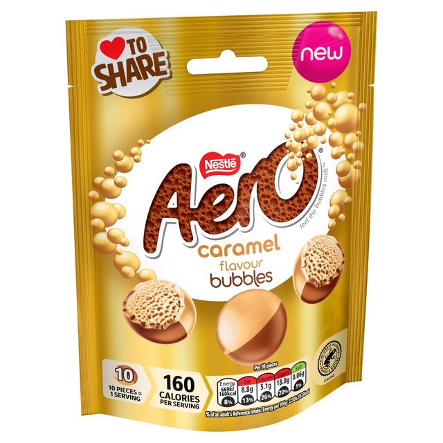 Aero Caramel Bubbles chocolate pouch (British brand)