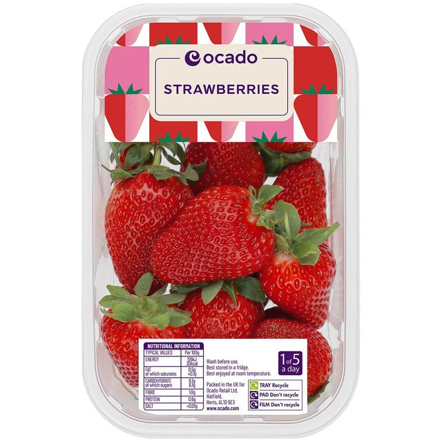Ocado strawberries in a 227g plastic punnet (British brand)