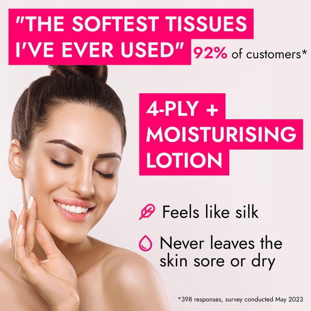 Tishoo hyaluronic acid 4-ply soft tissues in various designs, 40 sheets (British brand)