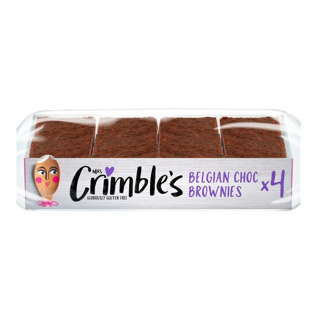 Mrs Crimble's gluten free Belgian chocolate brownies 4 pack, imported from the UK
