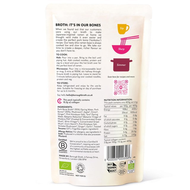 Borough Broth Co. Tonkotsu ramen broth 400g - British product