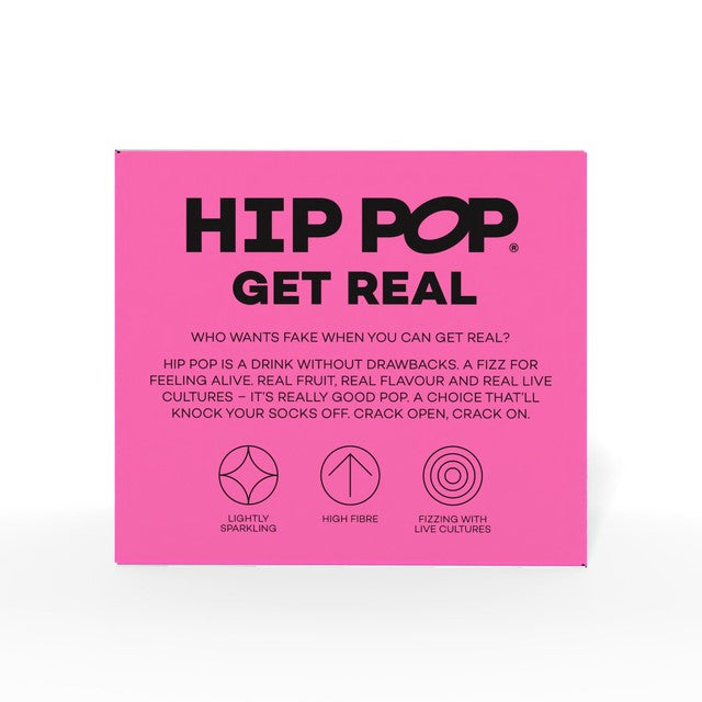 Hip Pop pink grapefruit sparkling drink 4 x 330ml cans, UK version