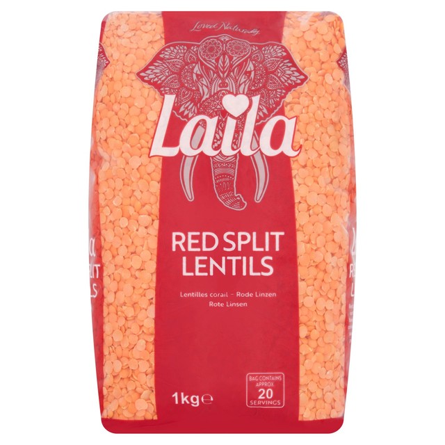 Laila red split lentils 1kg, UK version