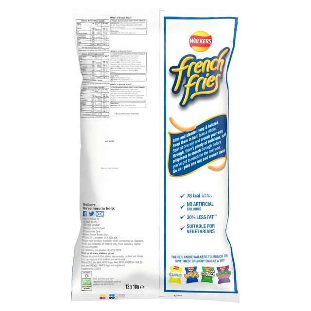 Walkers French Fries crispy potato snacks variety pack 12 x 18g (British brand)