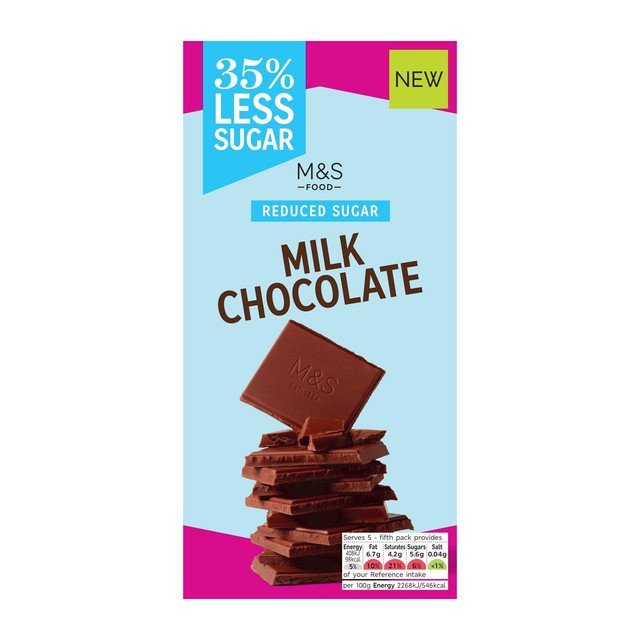 M&S Reduced Sugar Milk Chocolate 90g, imported from the UK