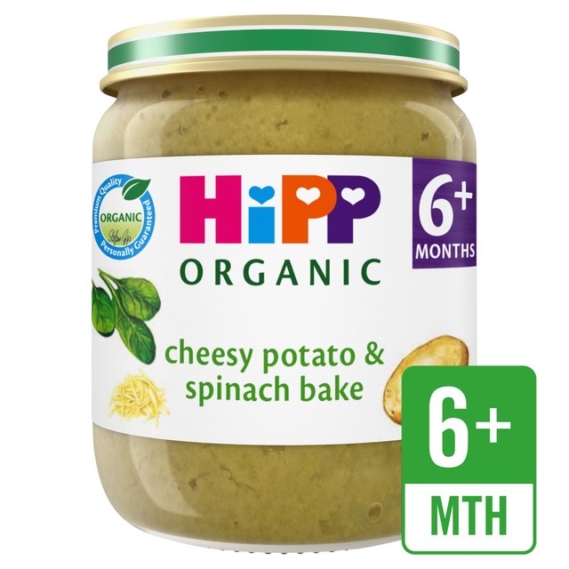 HiPP cheesy potato and spinach bake baby food jar 125g, UK version