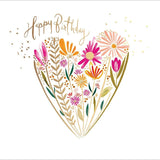 Woodmansterne pink flower heart birthday card, imported from the UK
