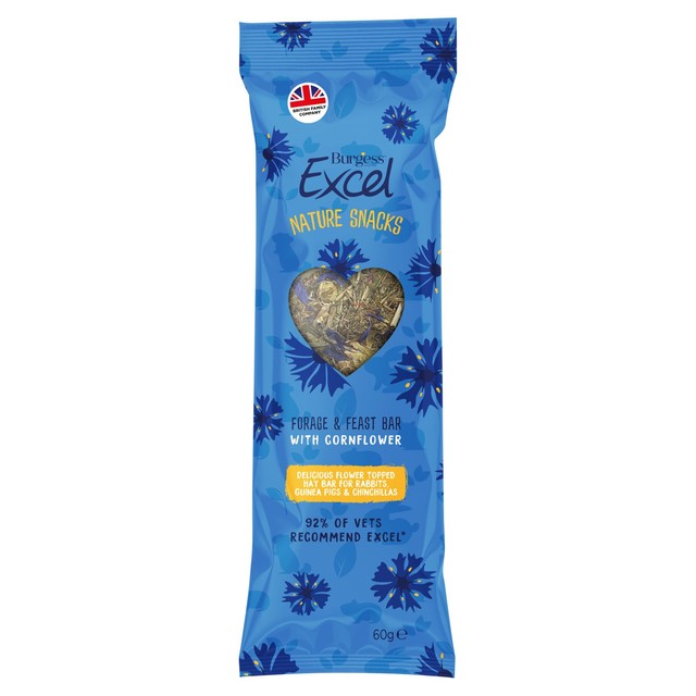 Burgess Excel Cornflower hay bar treat 60g - British product