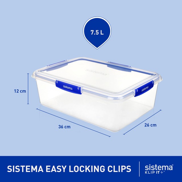 Sistema Klip It Plus rectangle food storage container 7.5L (British brand)