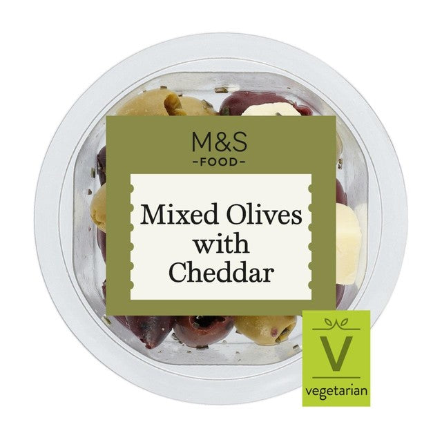 M&S mixed olives with cheddar and rosemary, imported from the UK