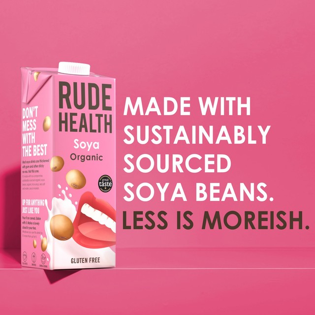 Rude Health Organic Soya Drink Longlife 1L, imported from the UK