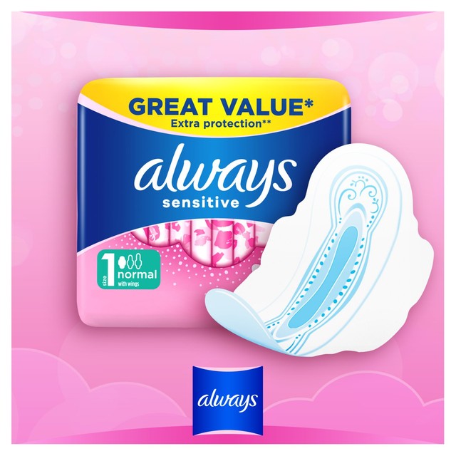 Always sensitive normal sanitary towels with wings size 1 - British product