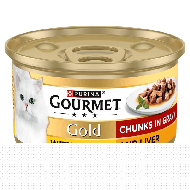 Gourmet chicken and liver wet cat food 85g, UK version