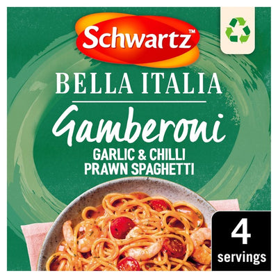 M&S Schwartz X Bella Italia Gamberoni Garlic & Chilli Prawn Spaghetti Seasoning 35g- Buy online at McGrocer