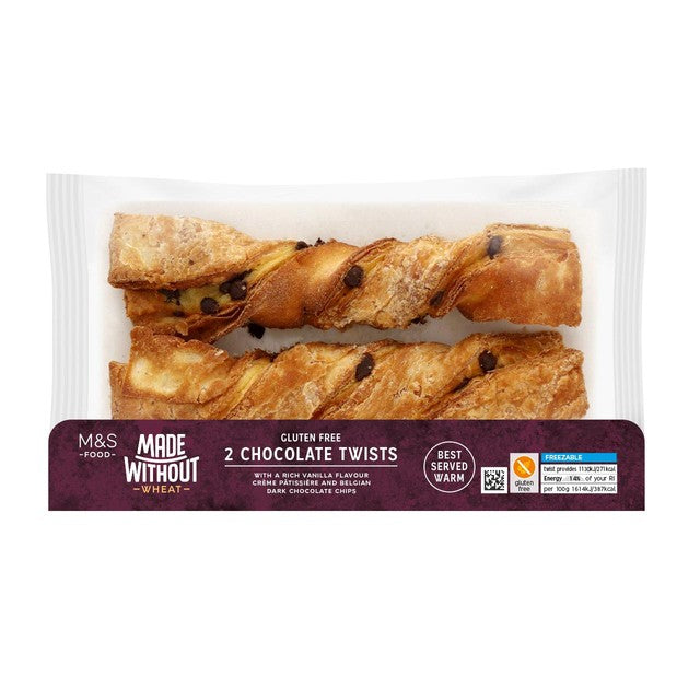 M&S gluten free chocolate twists 2 per pack, imported from the UK