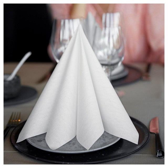 Duni white luxury compostable large paper napkins 12 pack (British brand)