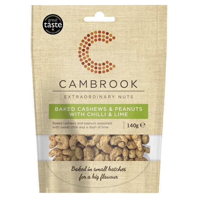 Cambrook baked cashews and peanuts with chilli and lime 140g - British product