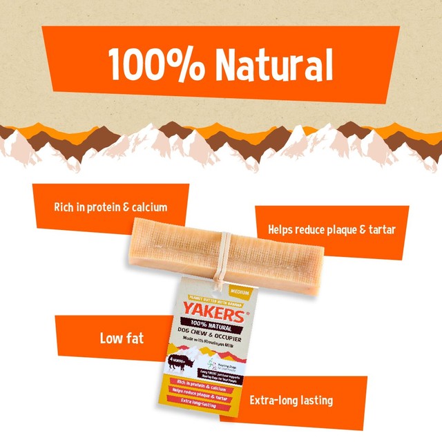 Yakers peanut butter and banana medium dog chew, imported from the UK