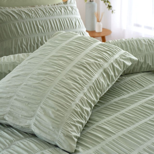 Catherine Lansfield Seersucker Sage Super King Duvet Set - British product