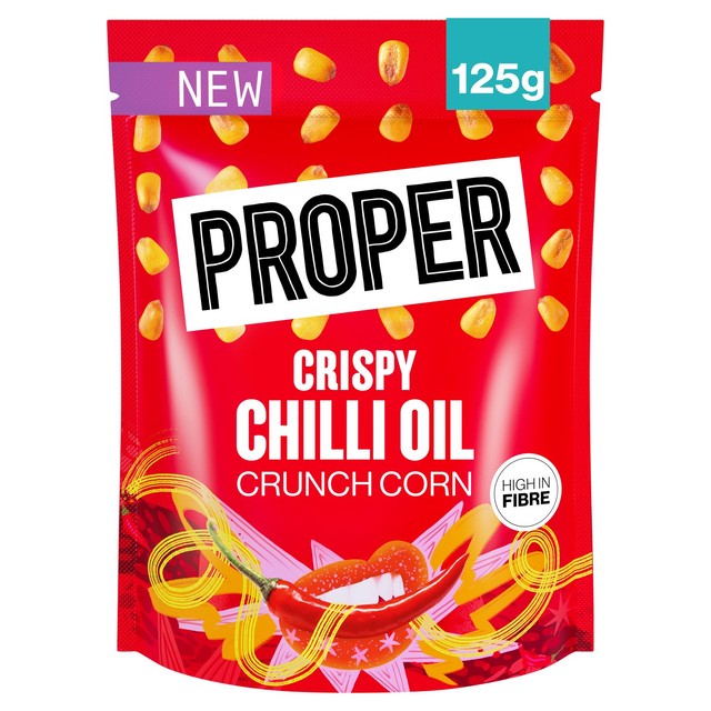 Propercorn crispy chilli oil crunch corn snack 125g, imported from the UK