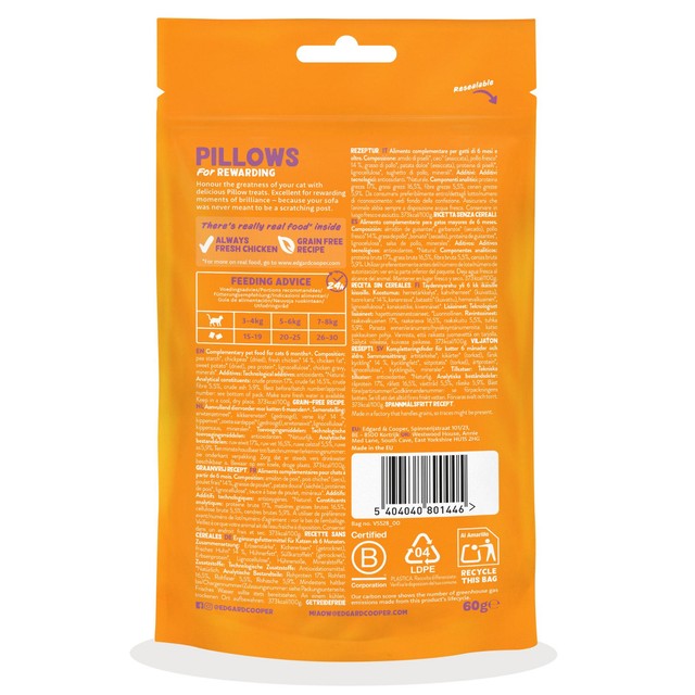 Edgard & Cooper chicken cat treat pillows 60g - British product