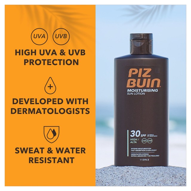 Piz Buin sun lotion SPF30 200ml, imported from the UK