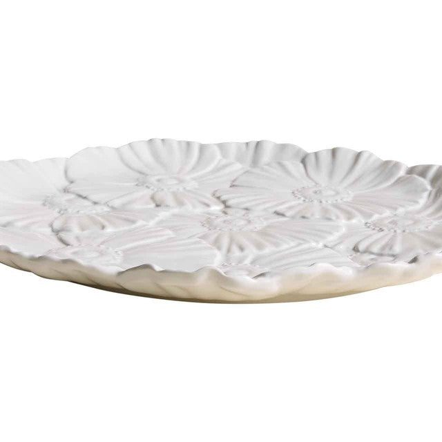 M&S Floral Platter white stoneware 35.5cm - British product