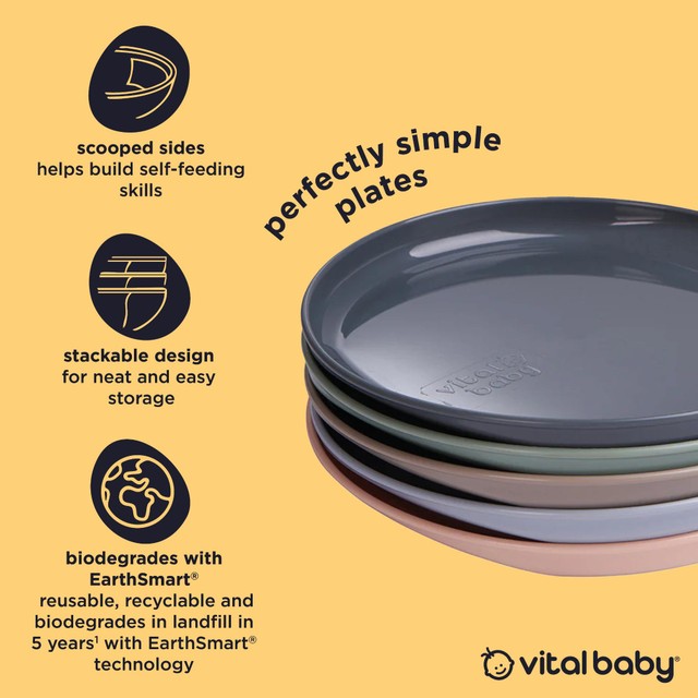 Vital Baby biodegradable toddler plates natural 5pk (British brand)