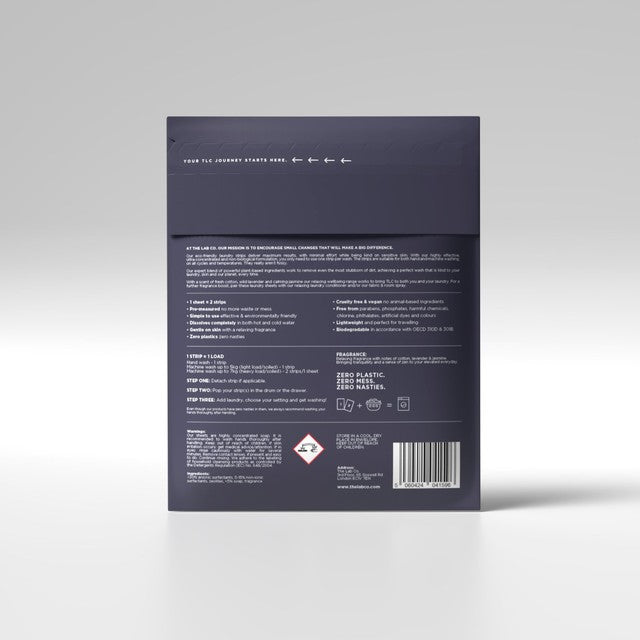 The Lab Co. non bio relaxing scent laundry detergent sheets 32 loads (British brand)