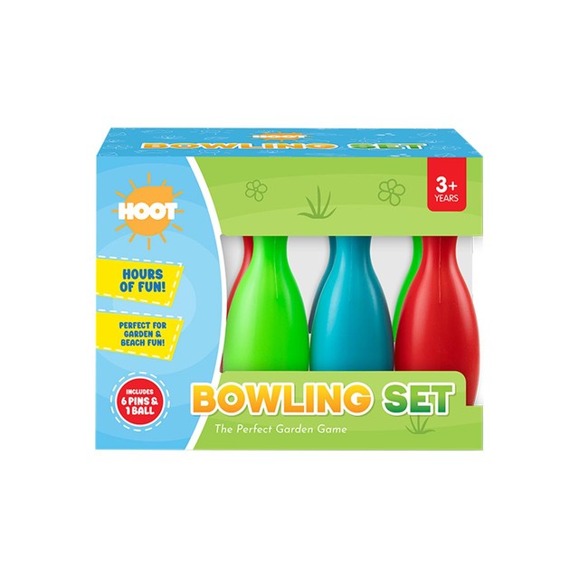 Hoot bowling set with six pins and ball imported from the UK