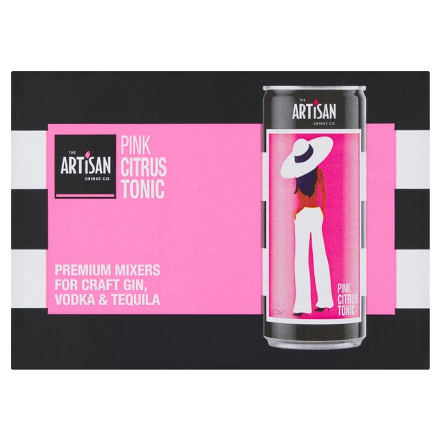 Artisan Drinks Co Pink Citrus Tonic Water 6 x 200ml cans - British product