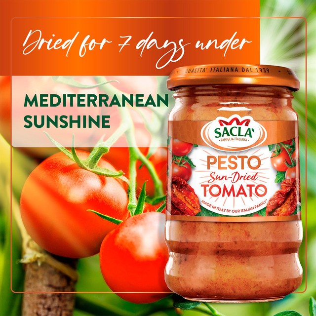 Sacla sun-dried tomato pesto in a jar (British brand)