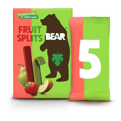 Bear Fruit Splits Jordbær & Eple Frukt Snackbarer 5 x 20g