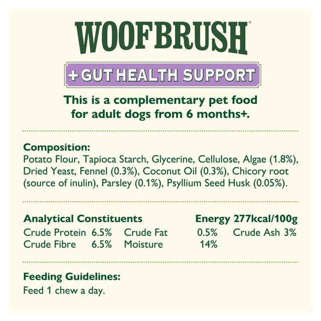 Lily's Kitchen Woofbrush Gut Health dog dental treats 7x47g, UK version